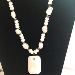 Pink quartz necklace